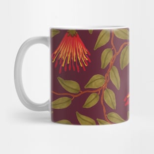 Wildflower wreaths pattern in dark red Mug